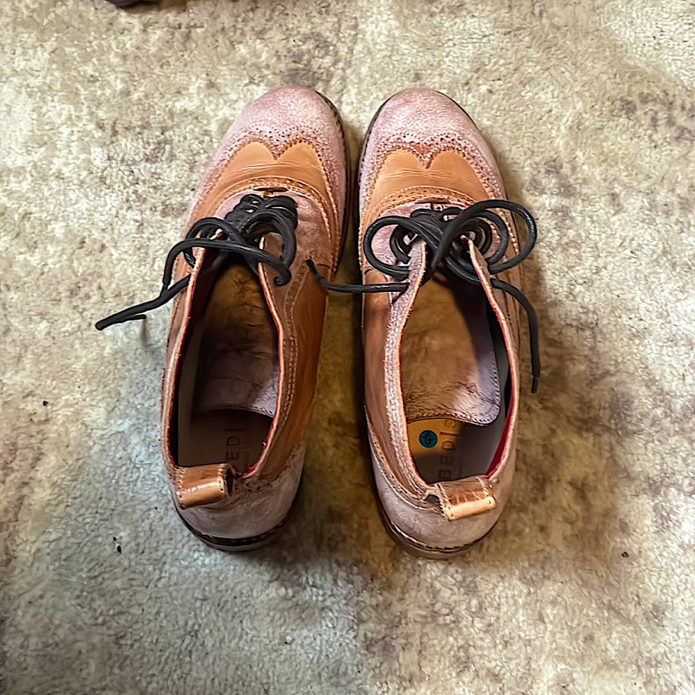 Bed Stu Women’s Sally Nectar Tan Rustic Whimsy Wingtip Cobbler Boots 9.5 EUC